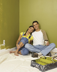 Man and Woman relaxing after painting.